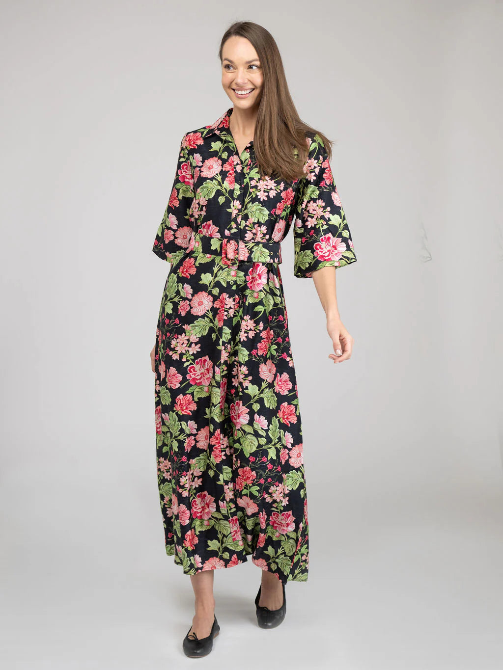 TRUNK SHOW- Mary Jane Maxi Dress in black fancy floral by Beau & Ro