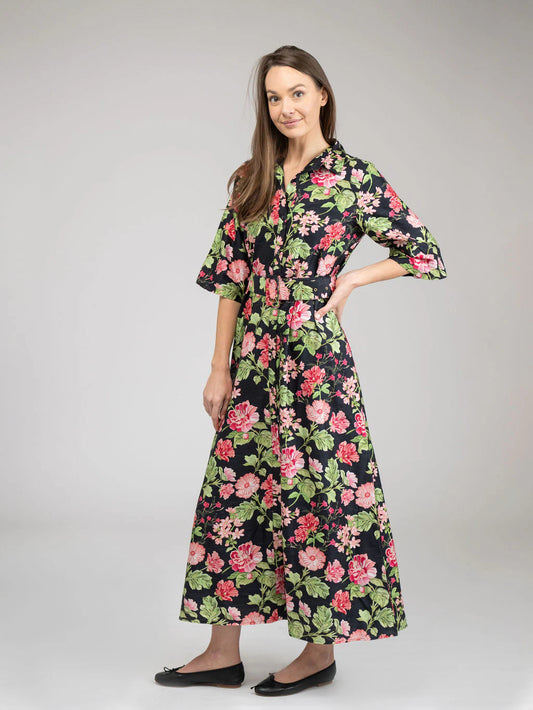 TRUNK SHOW- Mary Jane Maxi Dress in black fancy floral by Beau & Ro
