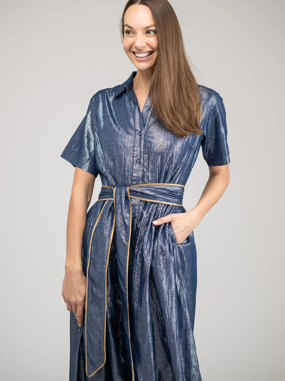 TRUNK SHOW- The Elle Maxi Dress in Navy Shine by Beau & Ro