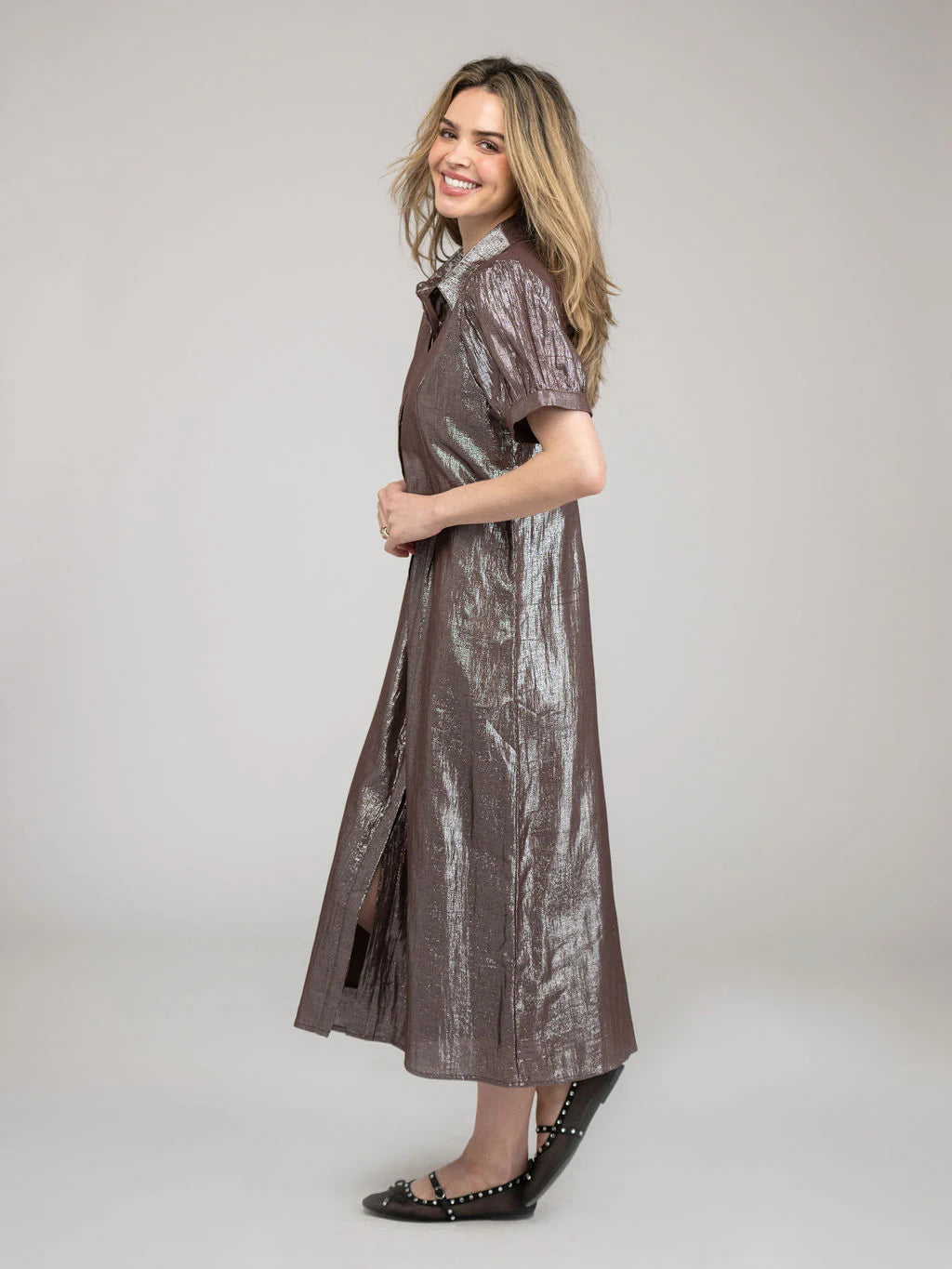 TRUNK SHOW- Kris Dress in brown shine by Beau & Ro