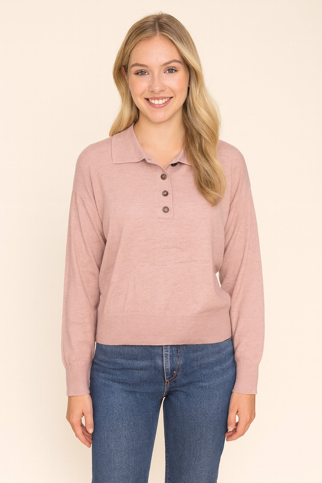 Polo Knit Pullover in heather blossom by Dreamers – SavVy | Retail