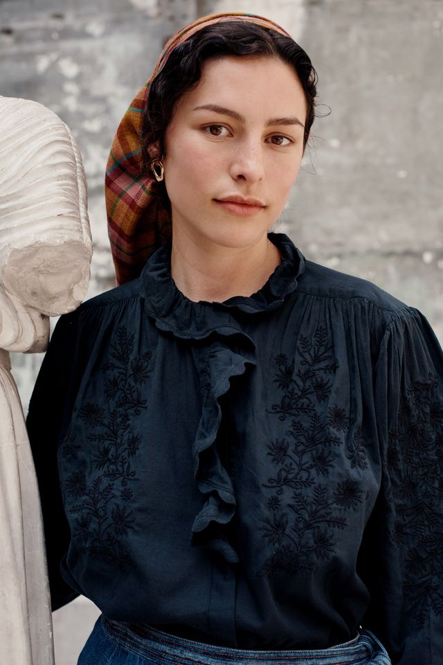 Cora Embroidered Blouse in black by Louise Misha