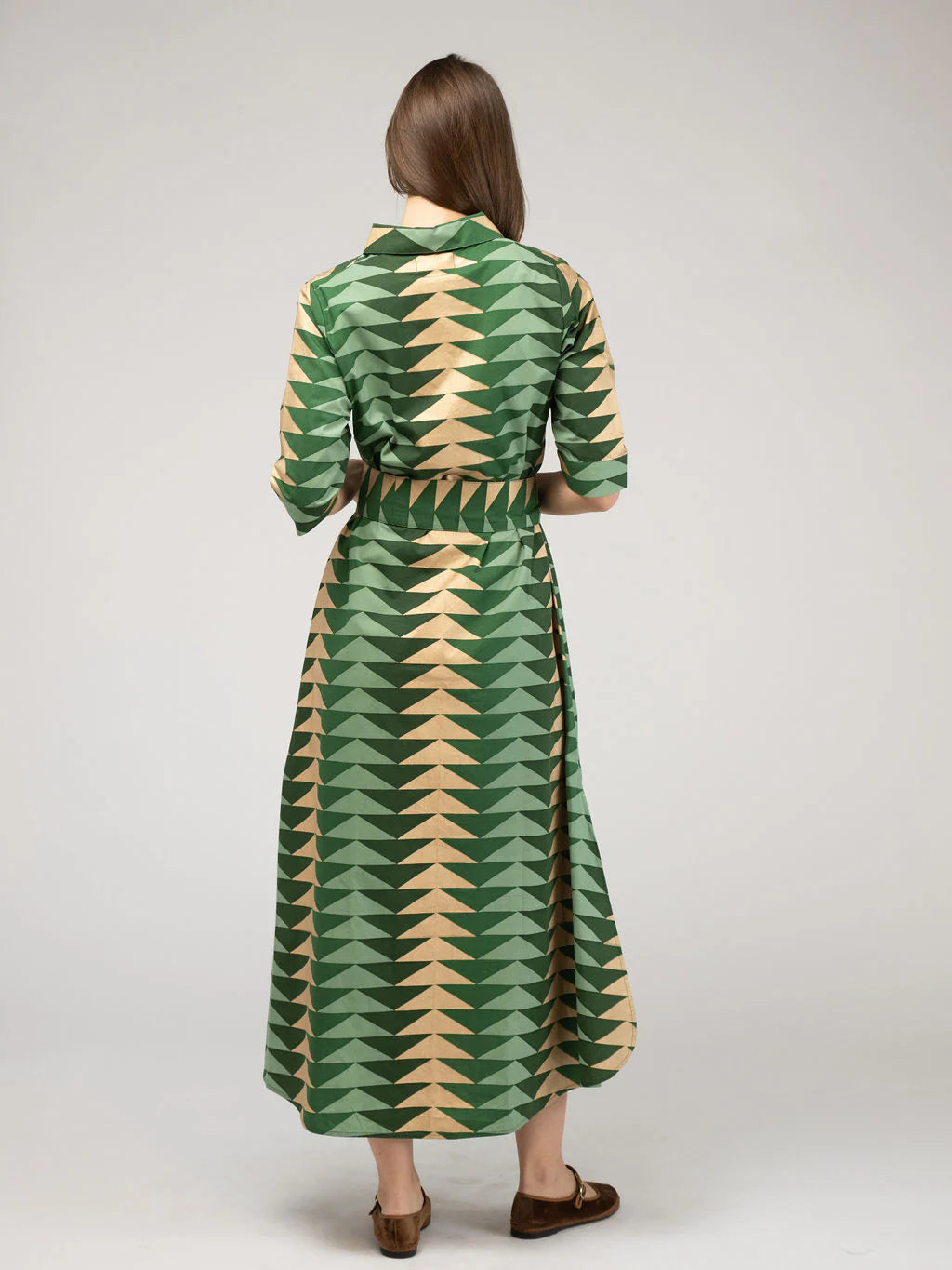 Eloise Maxi Dress in pine bagru triangle by Beau & Ro