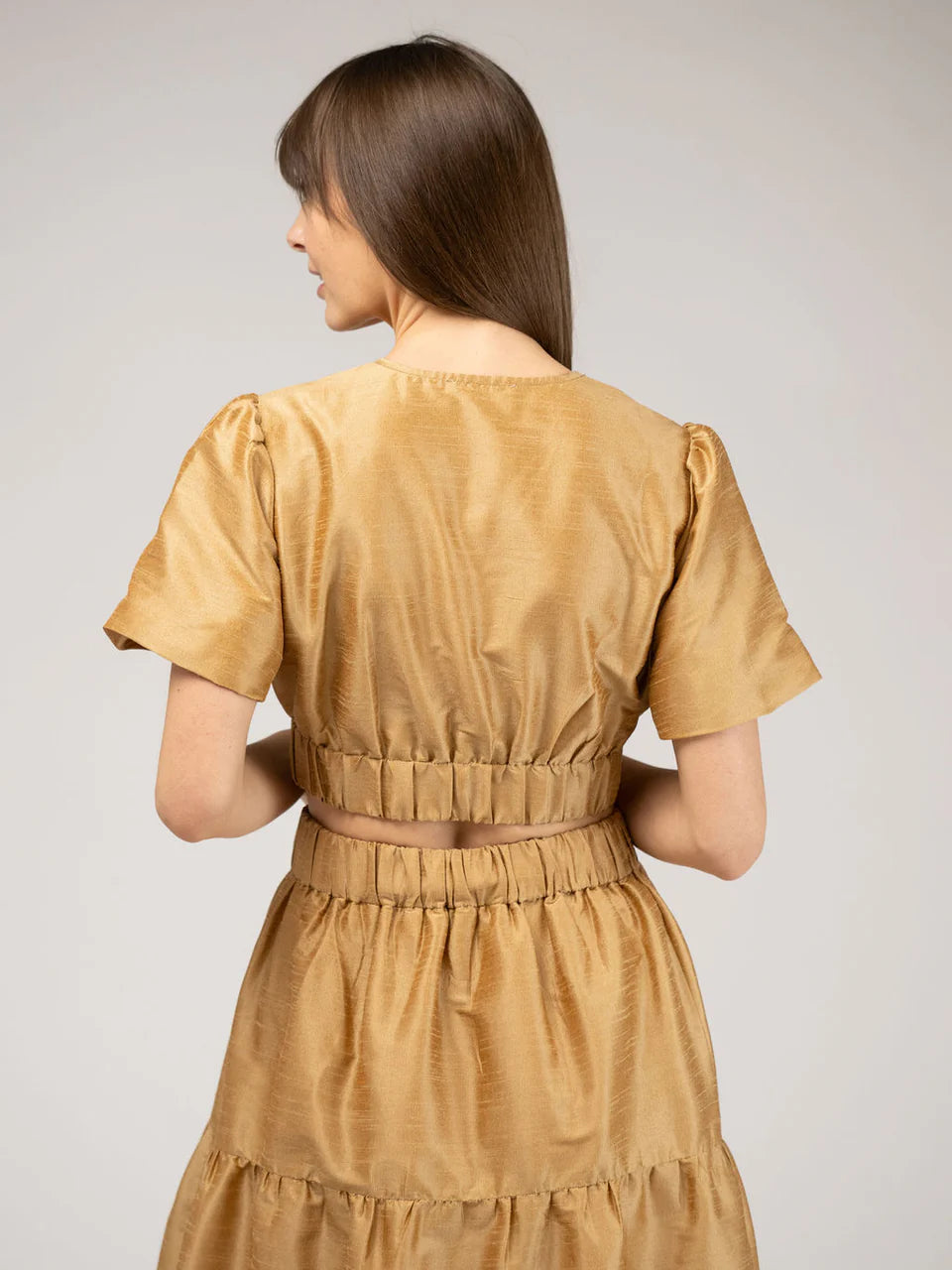 TRUNK SHOW- The Abby Top in gold dupioni by Beau & Ro