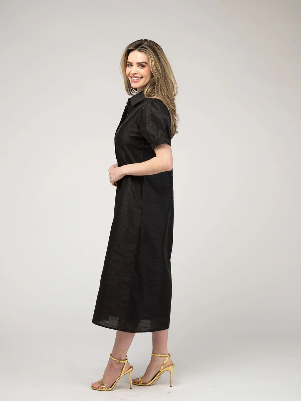 TRUNK SHOW- Kris Dress in black dupioni by Beau & Ro