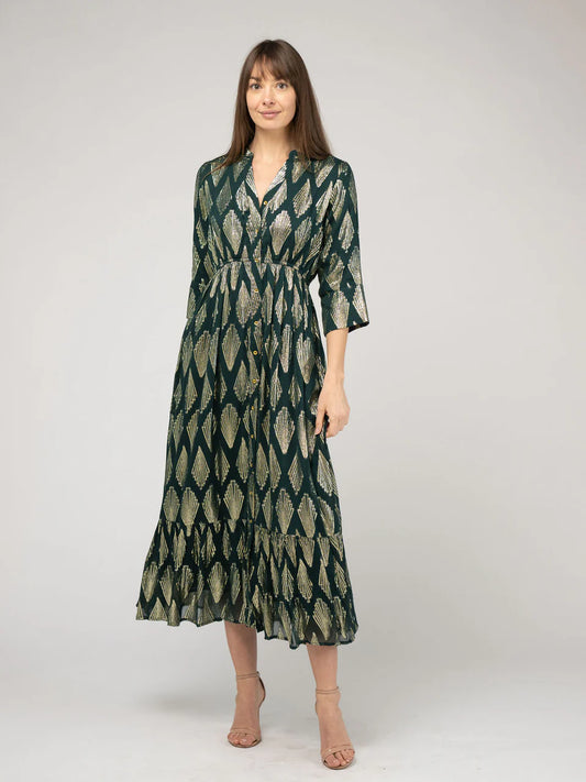 TRUNK SHOW- Christie Maxi Dress in emerald deco by Beau & Ro