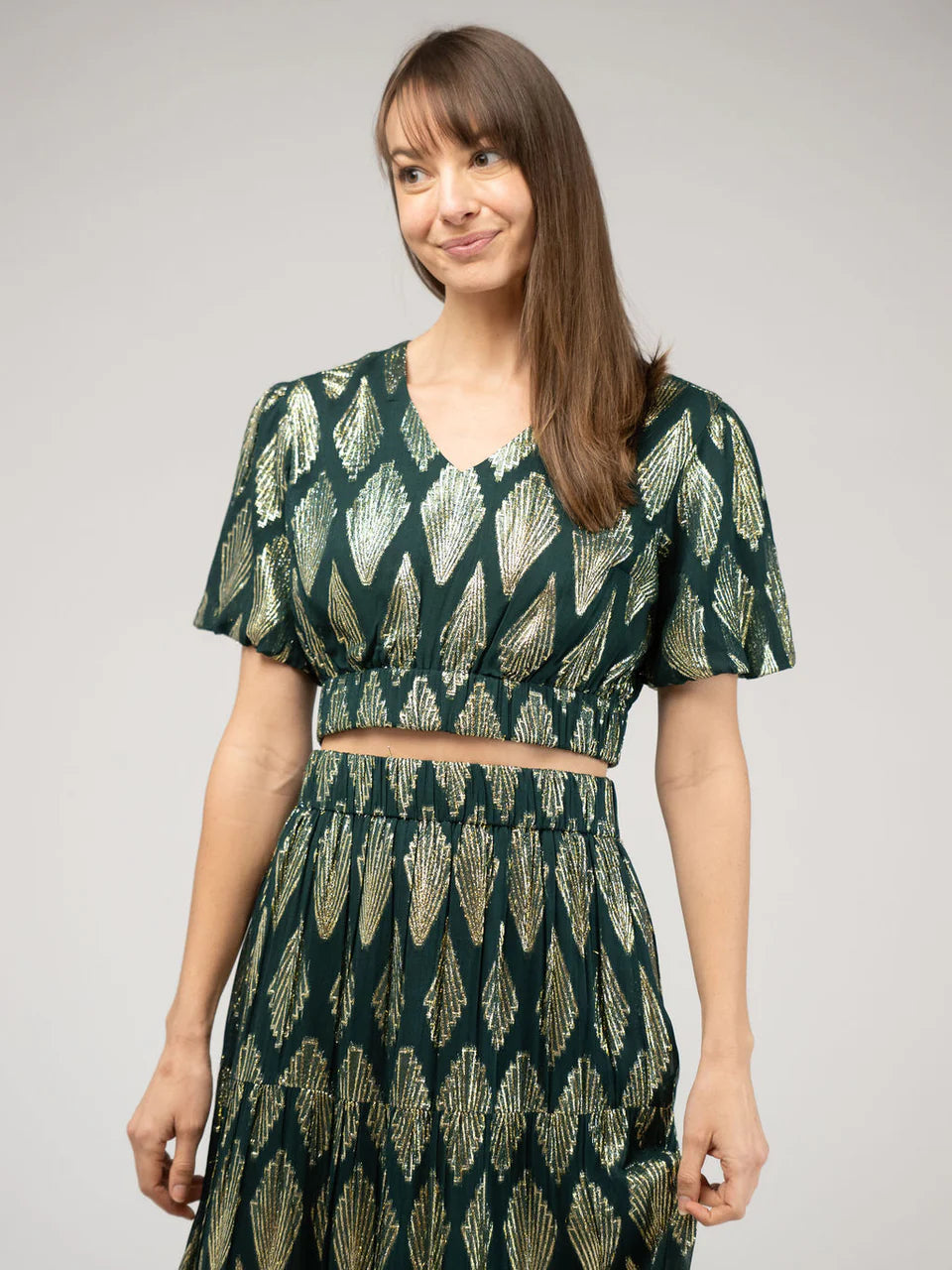 TRUNK SHOW- The Abby Top in emerald deco by Beau & Ro