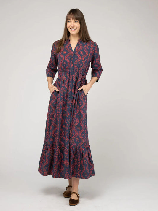 TRUNK SHOW- Christie Maxi Dress in navy virginia stripe by Beau & Ro