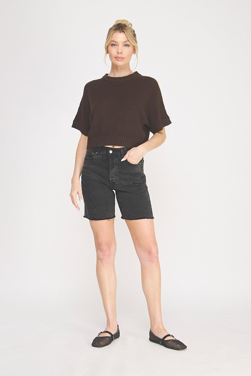Short Sleeve Sweater in brown by Allie Rose