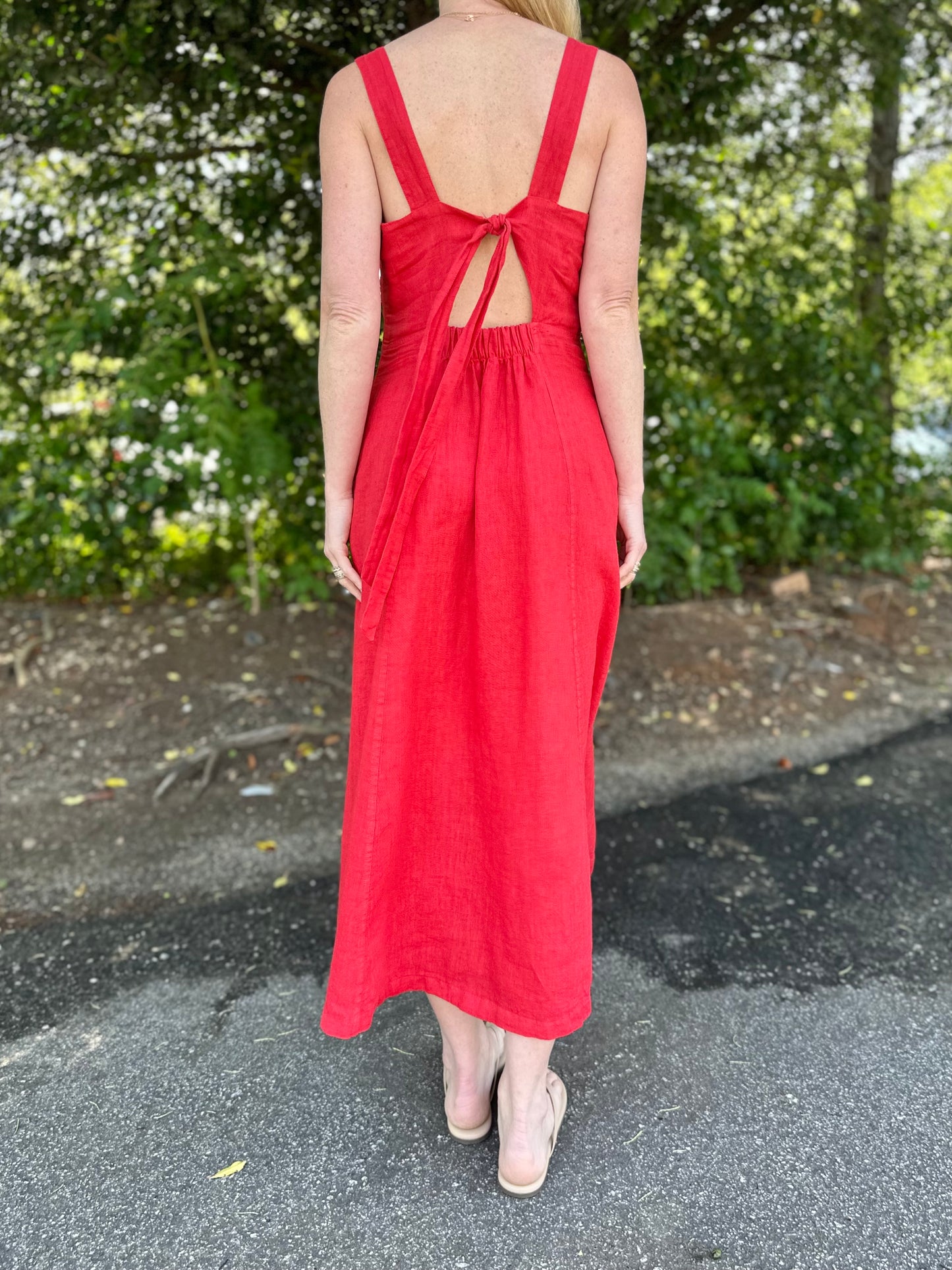 Linen Dress in strawberry by Haris Cotton