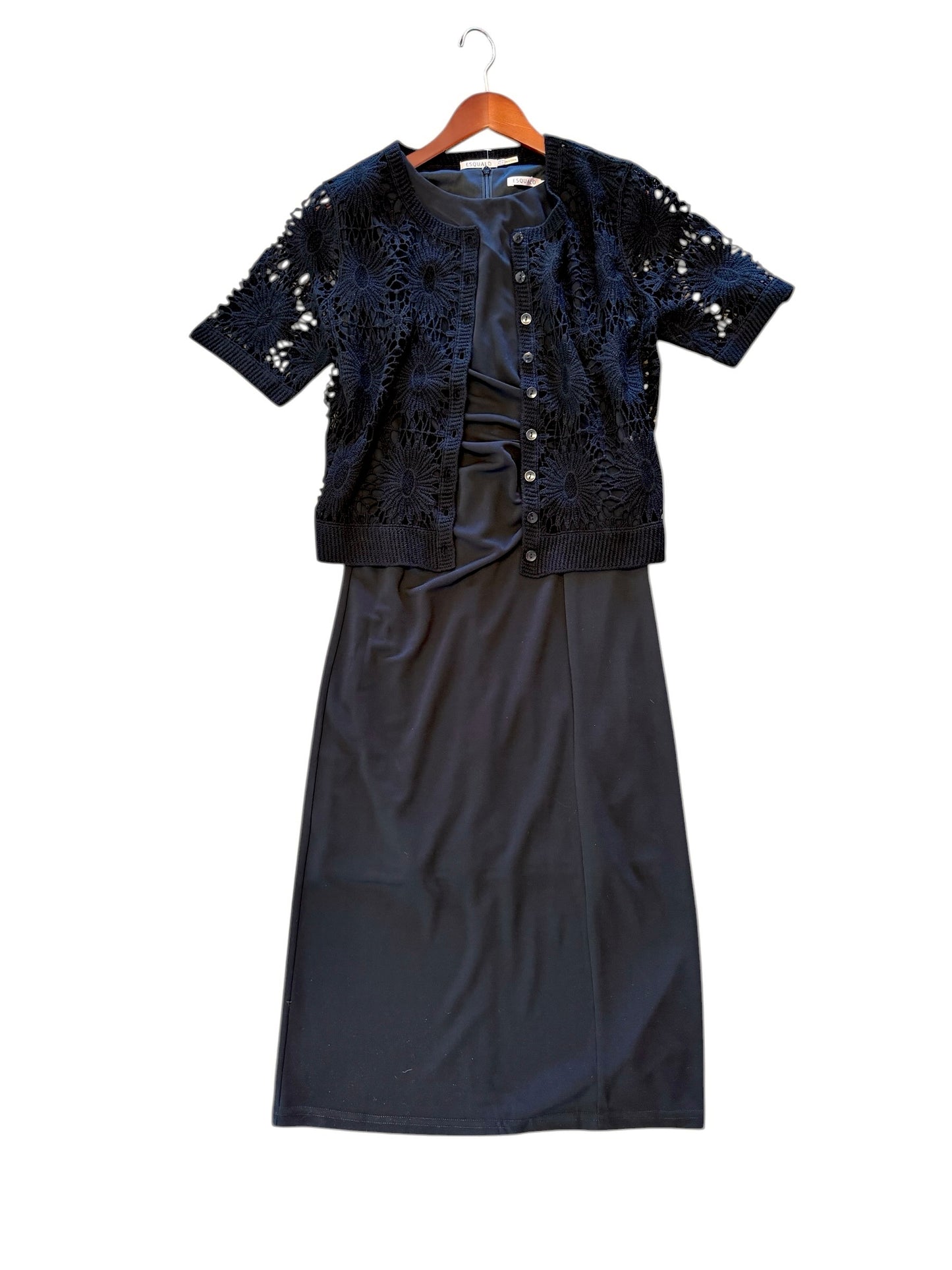 Solid Dress with Gathering in black by Esqualo