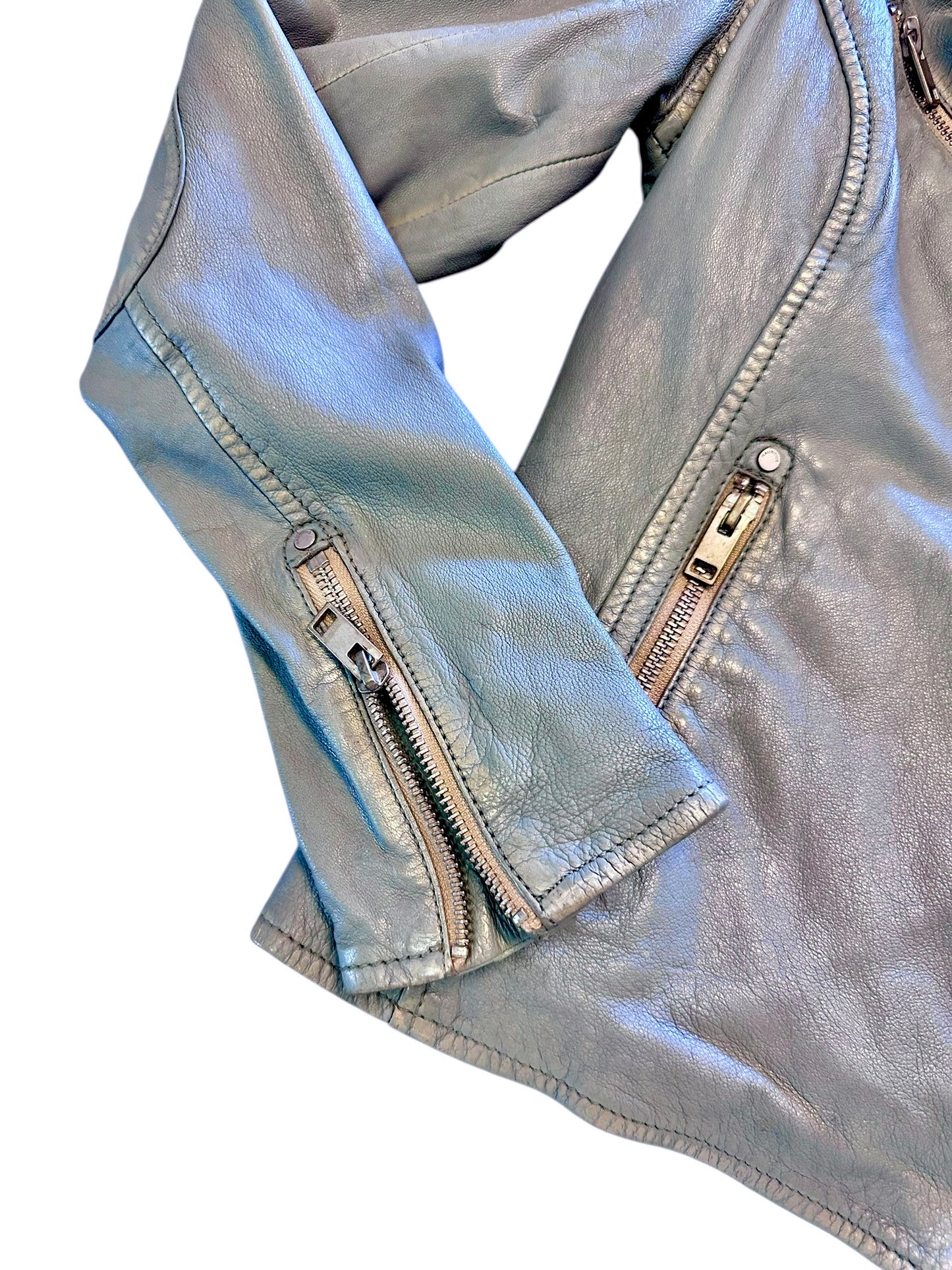 Sofia RF Leather Jacket in winter sky by Mauritius