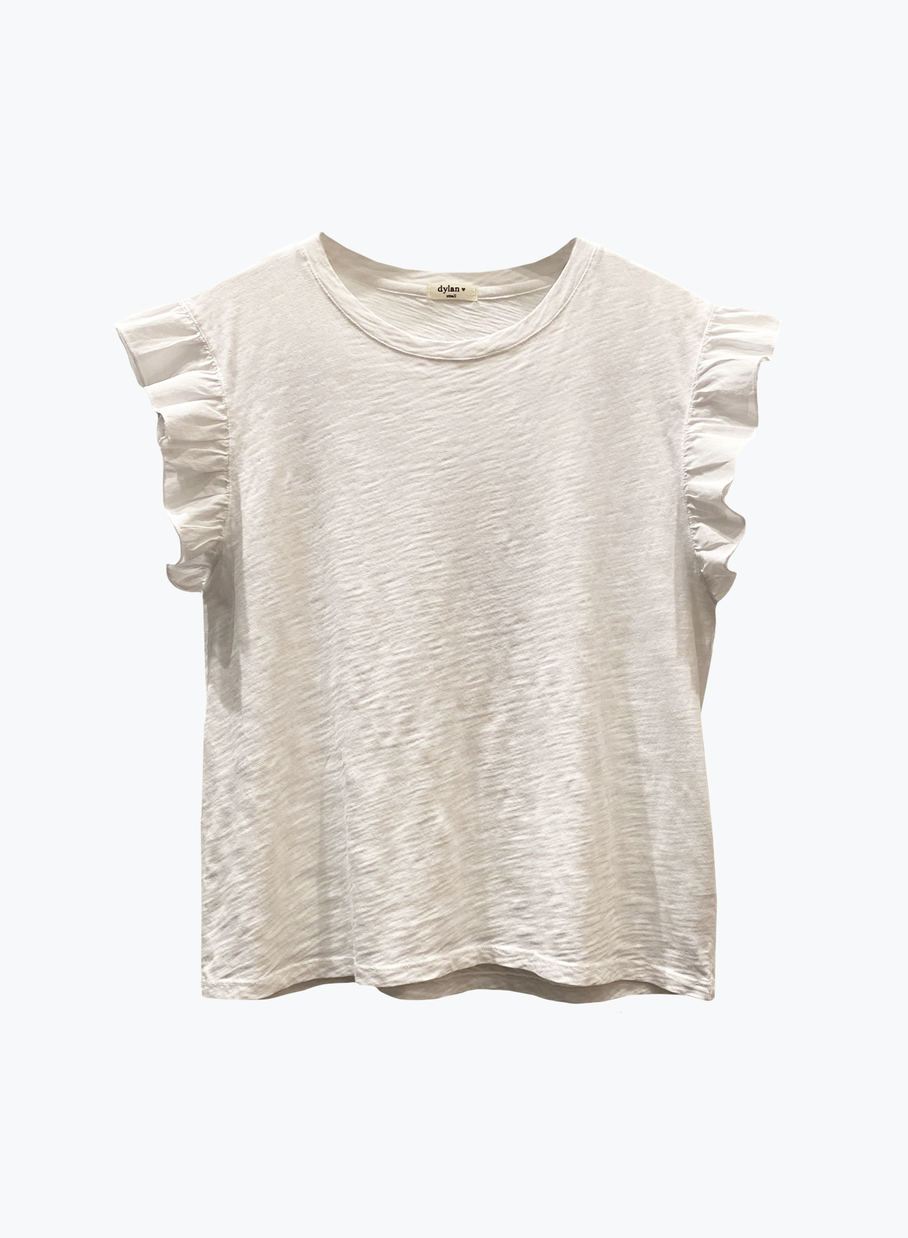 Poppy Tee with Ruffle Sleeves in white by Dylan