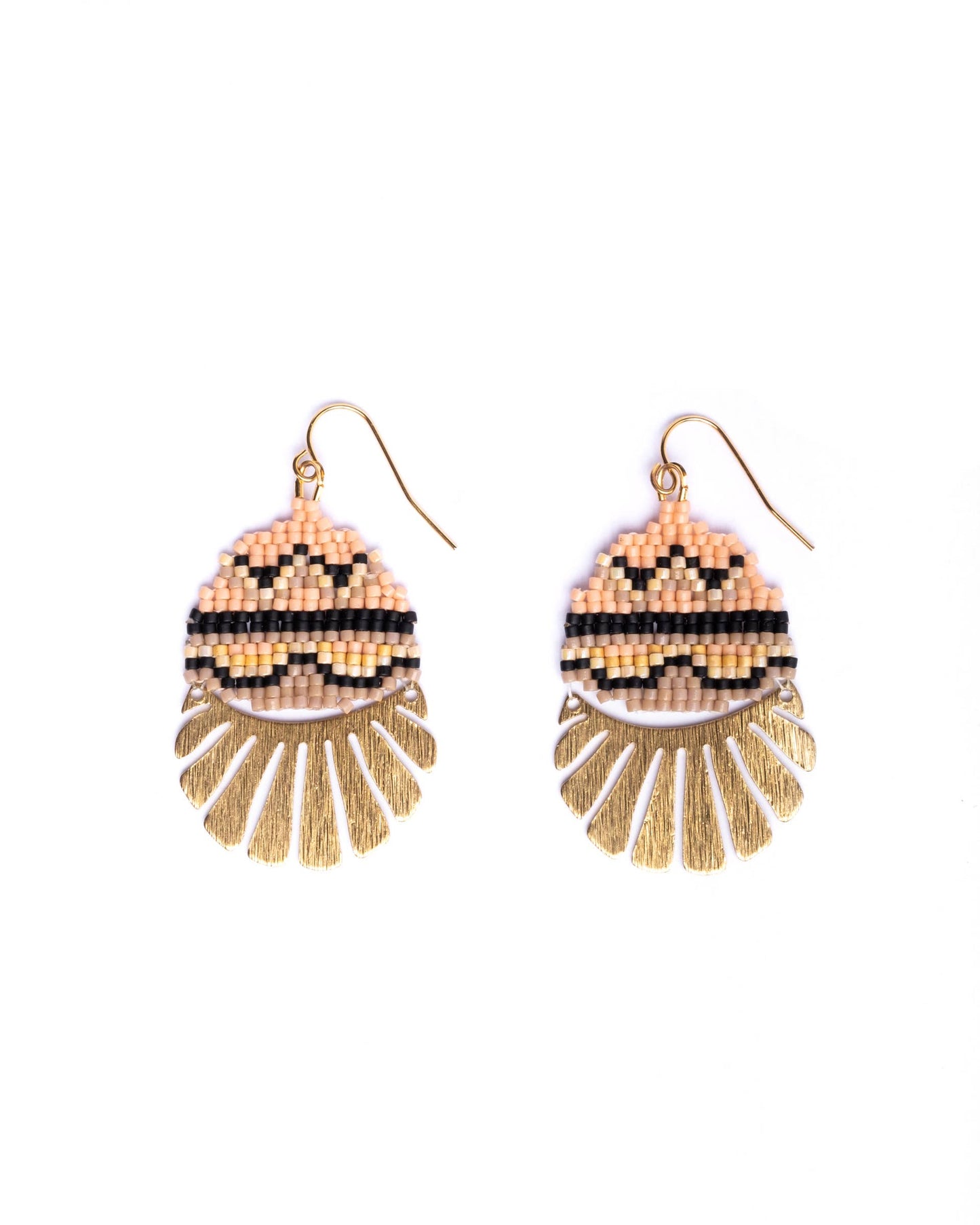 Beaded Handwoven Santa Fe Drops in peach/beige by Mayana
