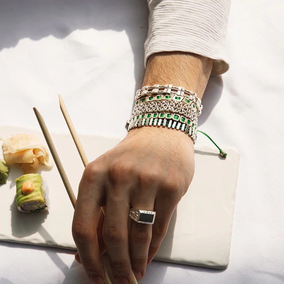 Mini Square Bracelet in green by JUJU