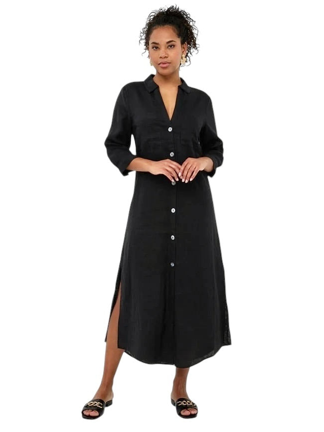 Linen Maxi Dress in black by Esqualo