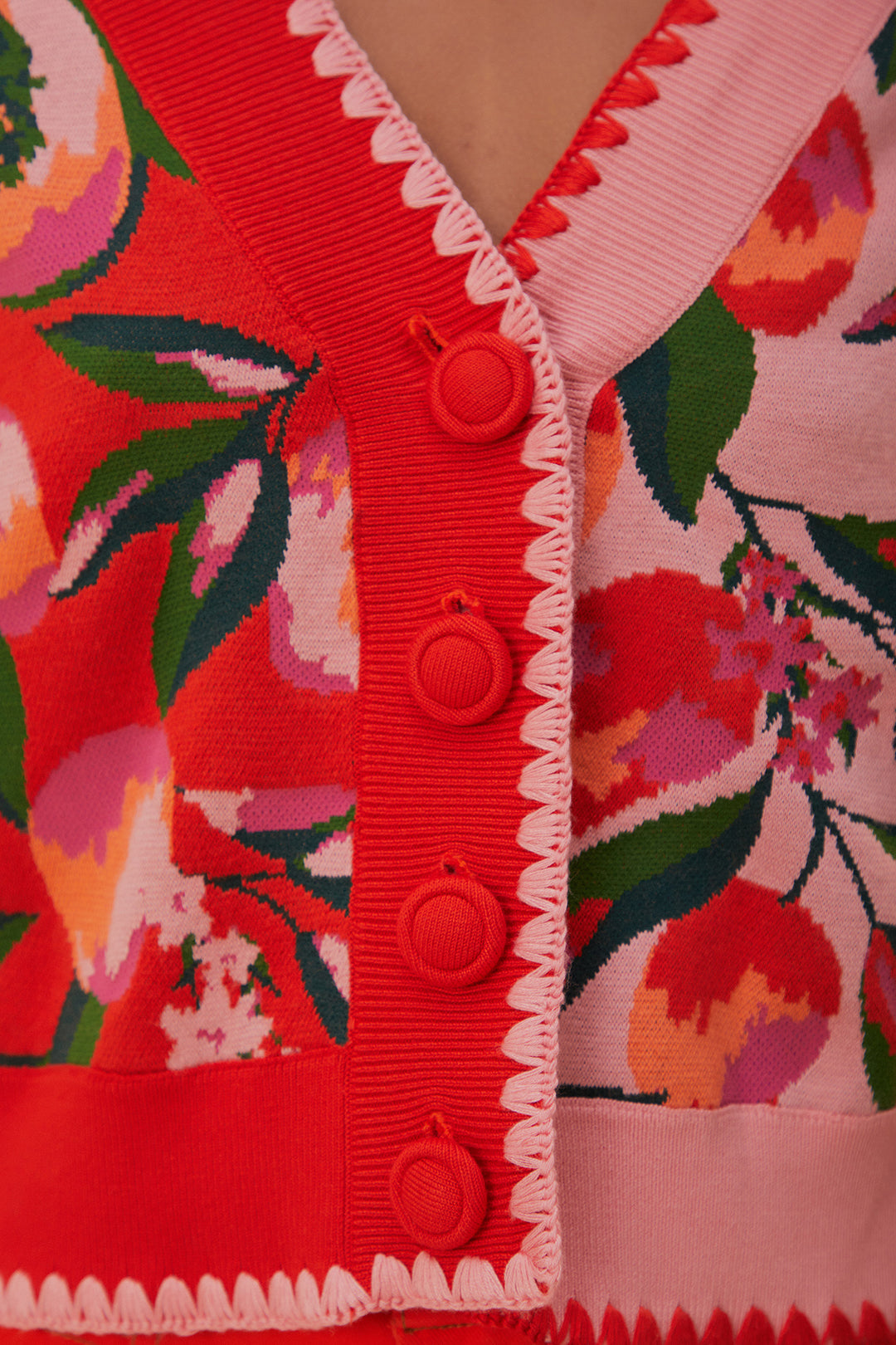 Papaya Mixed Knit Cardigan in pink multi by Farm Rio