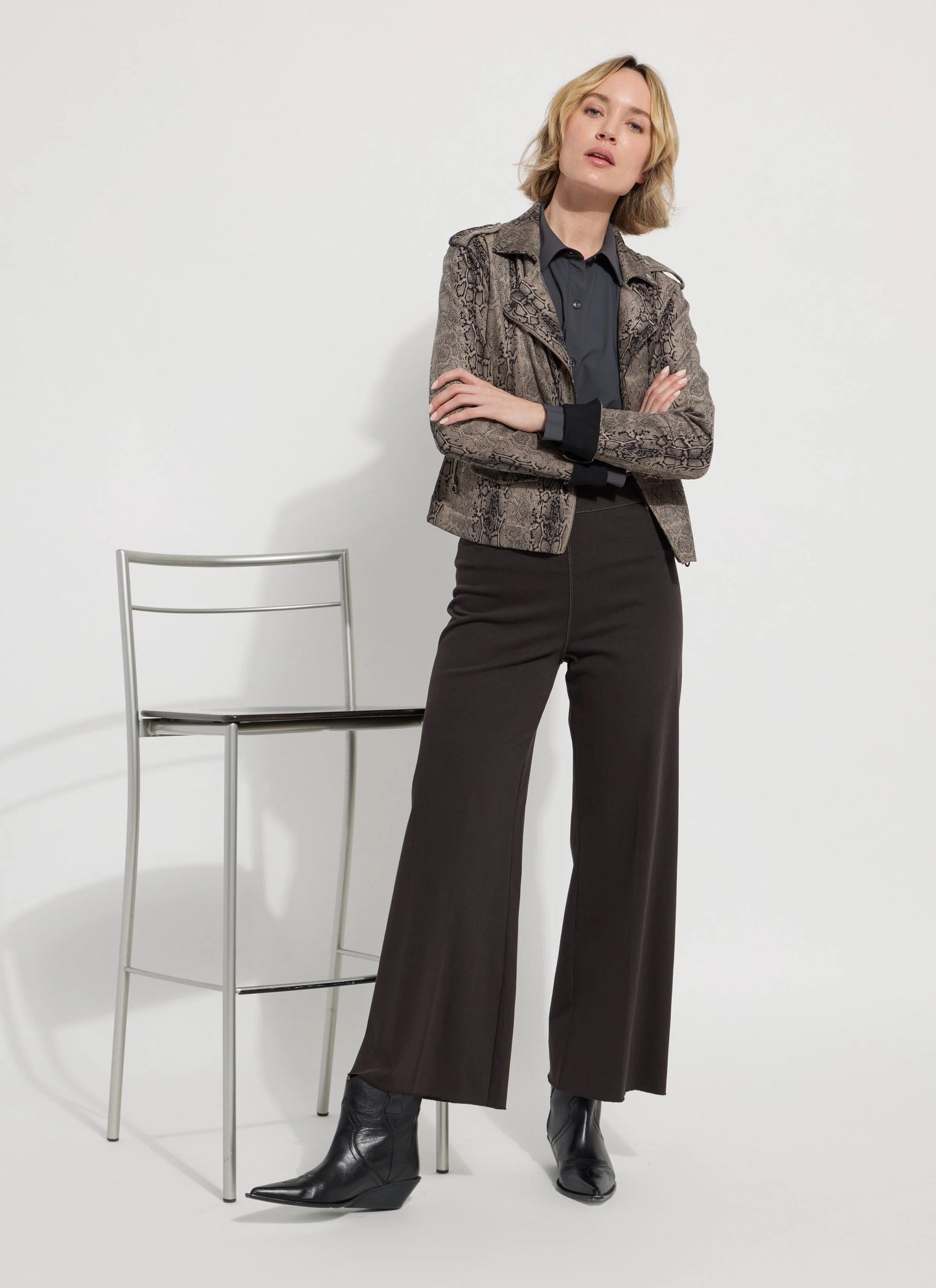 Erin Hi Waist Wide Leg Denim in double espresso by Lysse