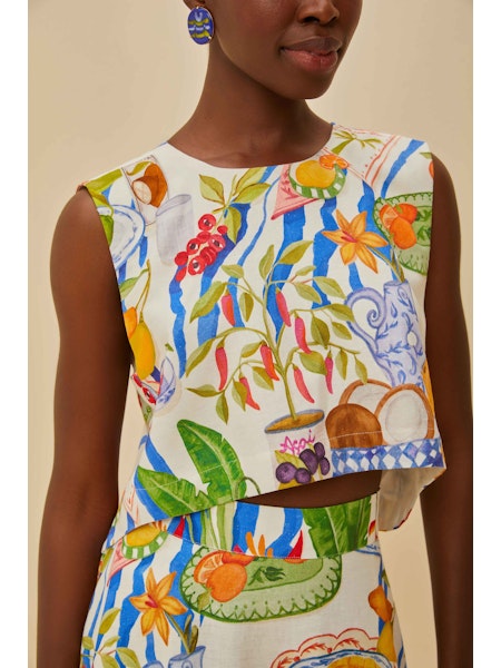 Fresh Table Crop Top in off white by Farm Rio