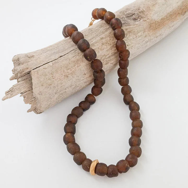 18" Glass Washer Necklace in chocolate by Virtue