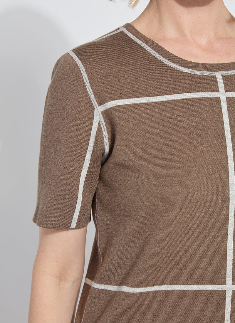 Odessa Reversible Knit Short Sleeve Tee in light grey melange/subtle green by Lysse