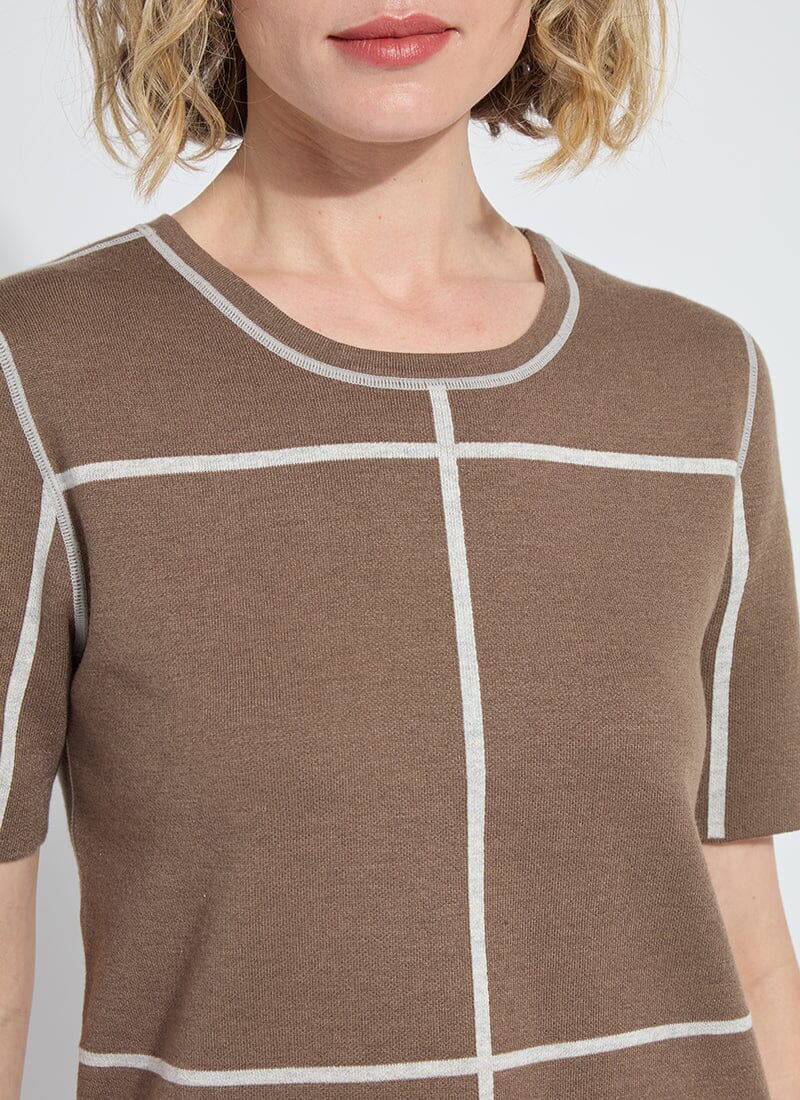 Odessa Reversible Knit Short Sleeve Tee in light grey melange/subtle green by Lysse