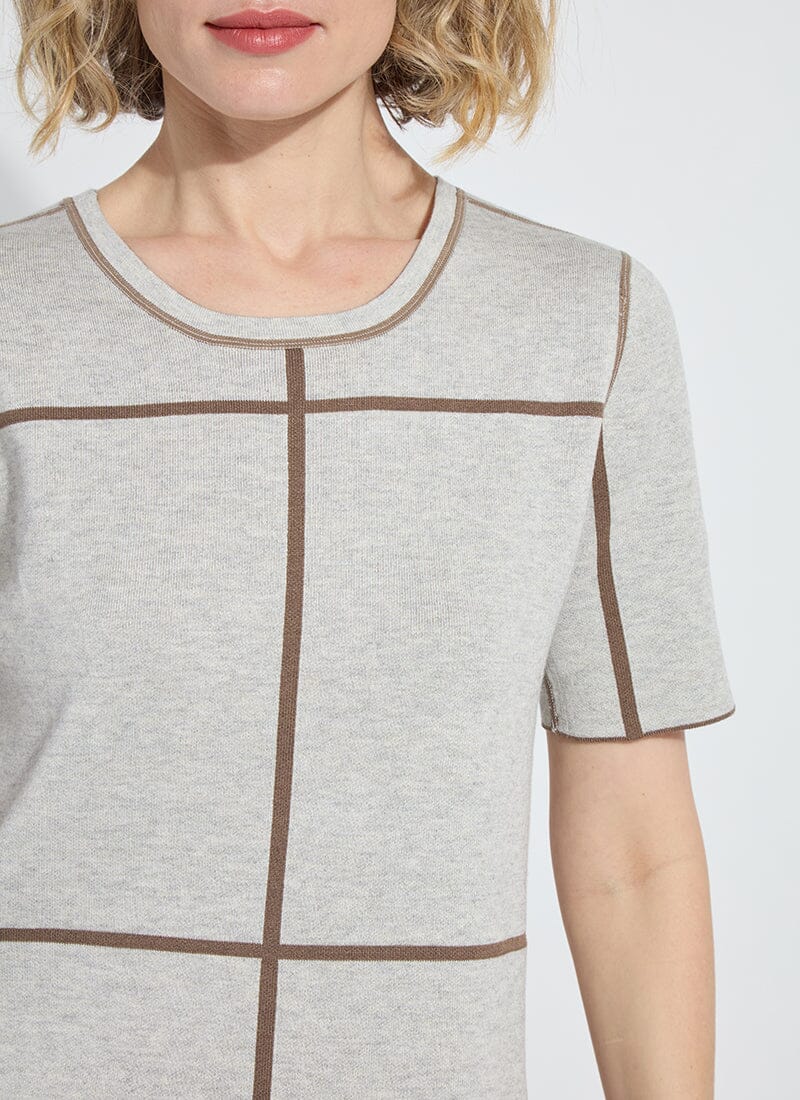 Odessa Reversible Knit Short Sleeve Tee in light grey melange/subtle green by Lysse