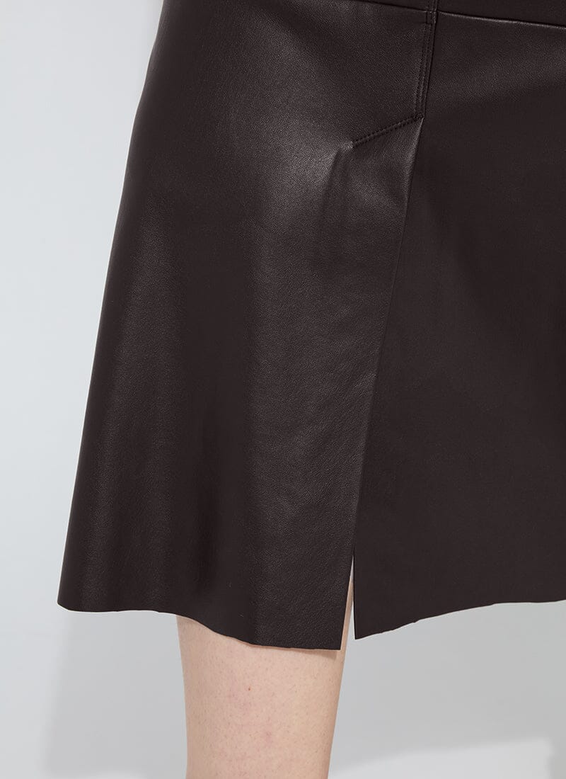 Warren A-Line Vegan Leather Skirt in double espresso by Lysse