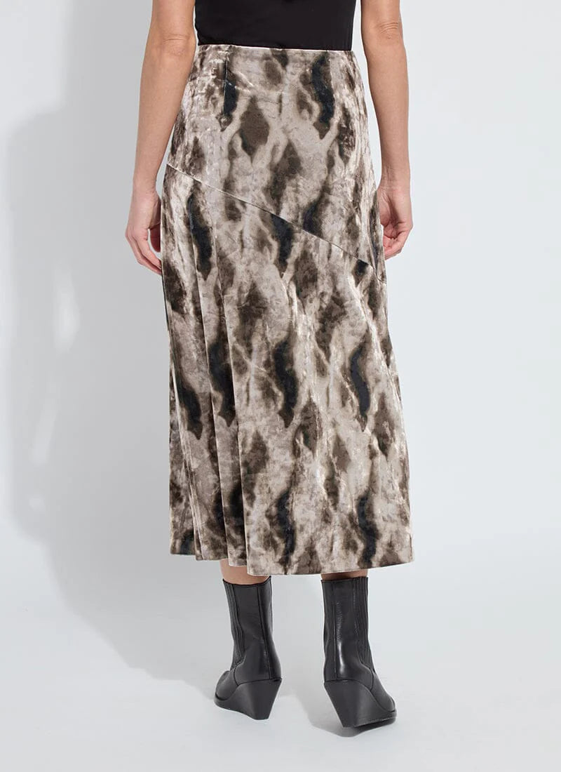 Dominique St Velvet Pleated Skirt in abstract obsession by Lysse