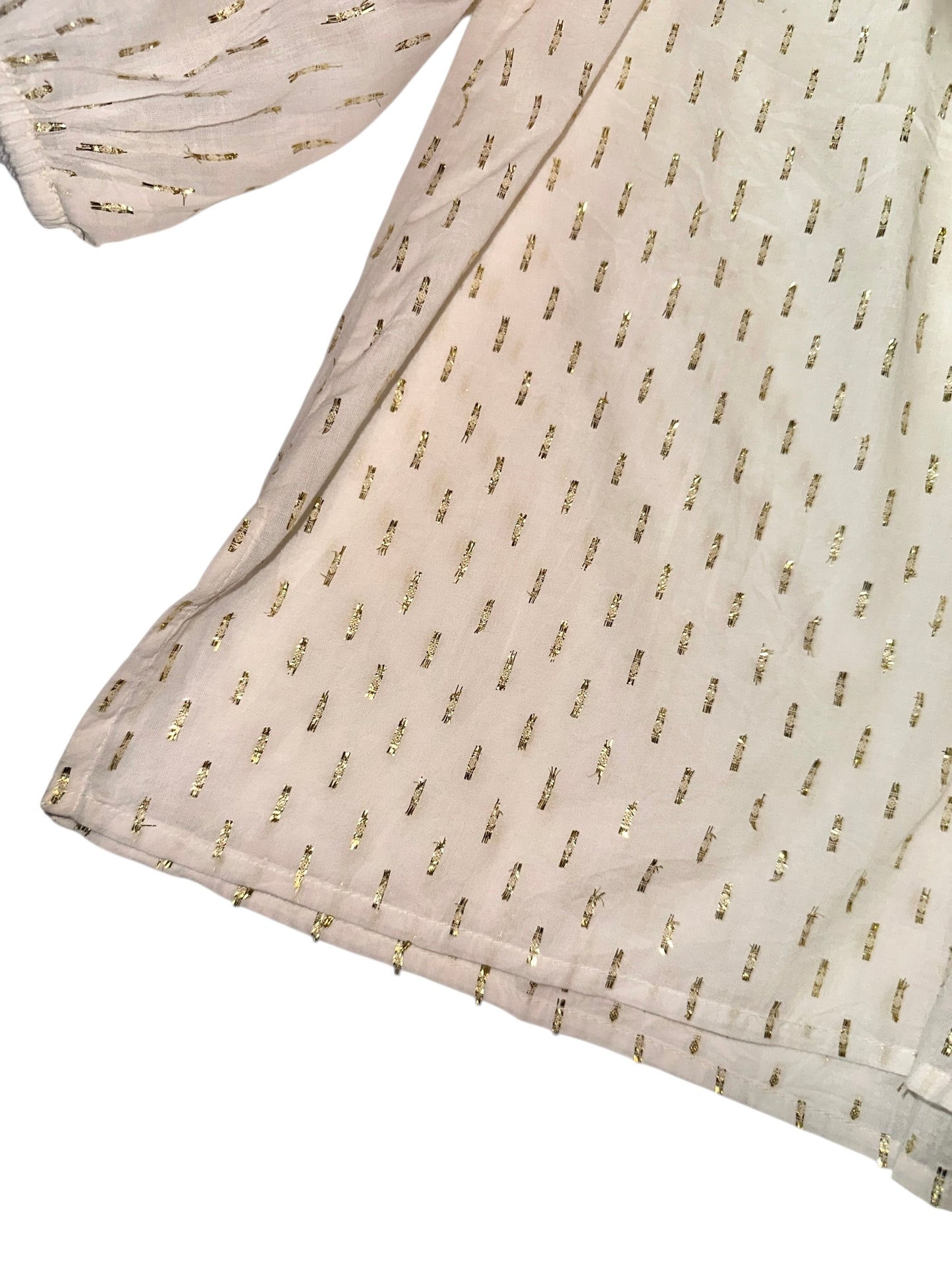 Oval Applique Top in white/gold by Rose & Rose