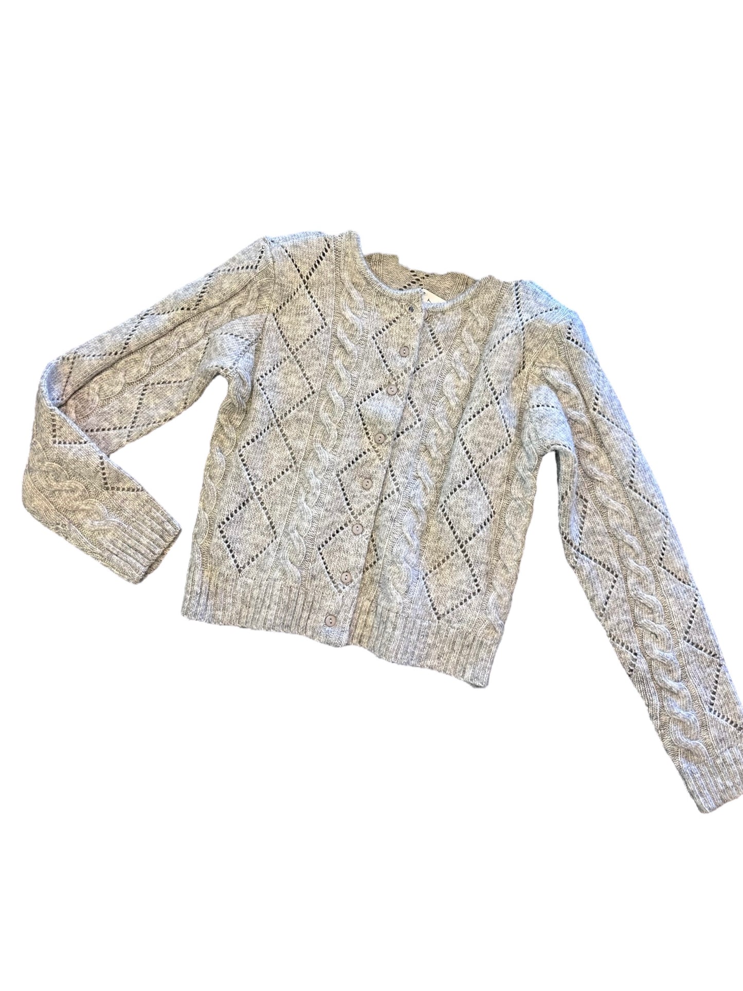 Jocasta Long Sleeve Crew Neck Cardigan in grey cloud by RD