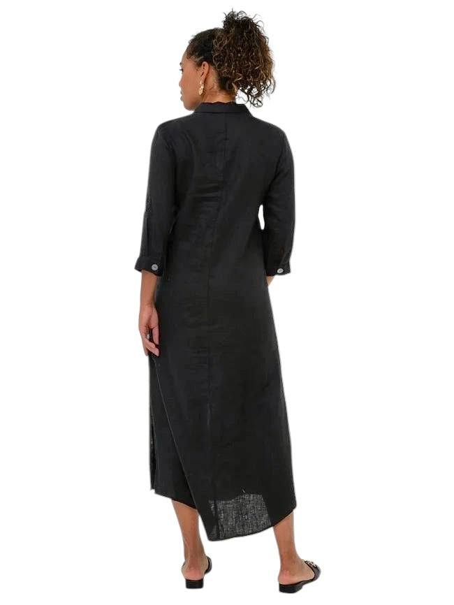 Linen Maxi Dress in black by Esqualo