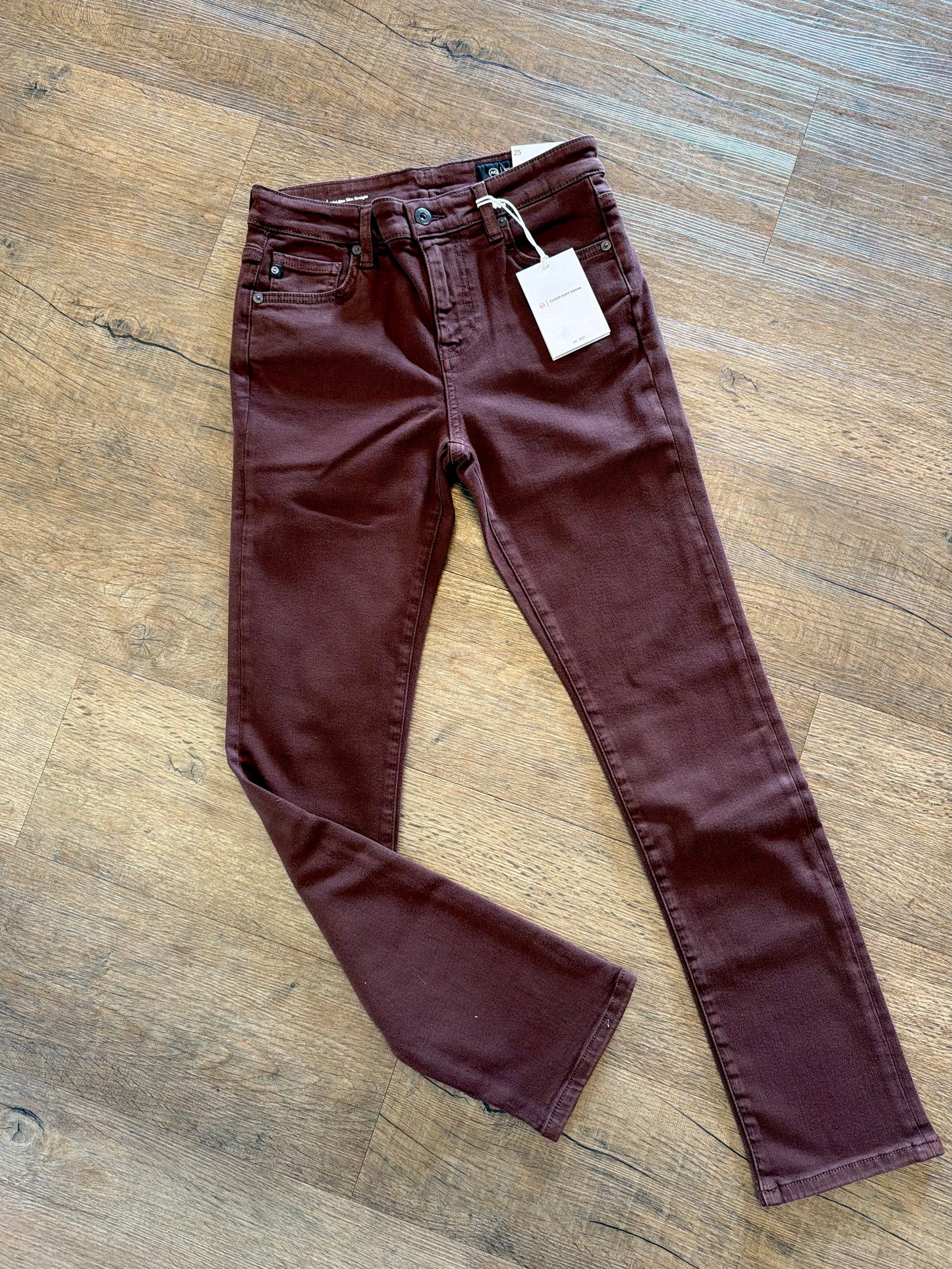 Mari High Rise Slim Straight Crop in coffee bean by AG