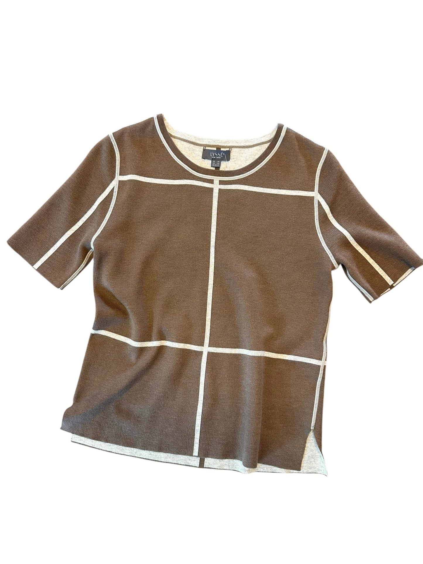 Odessa Reversible Knit Short Sleeve Tee in light grey melange/subtle green by Lysse