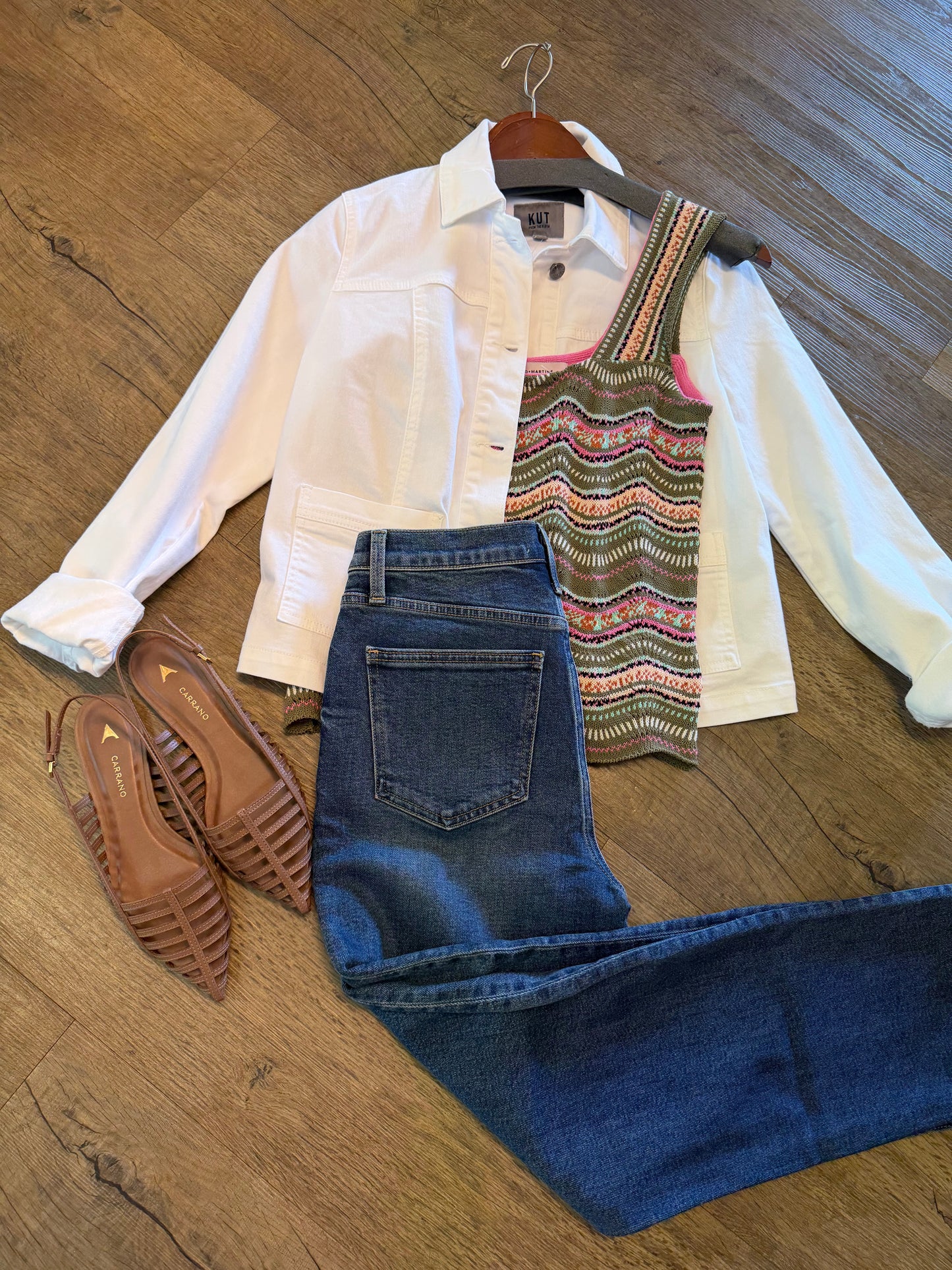 Matilda Crop Trucker Jacket in optic white by KUT