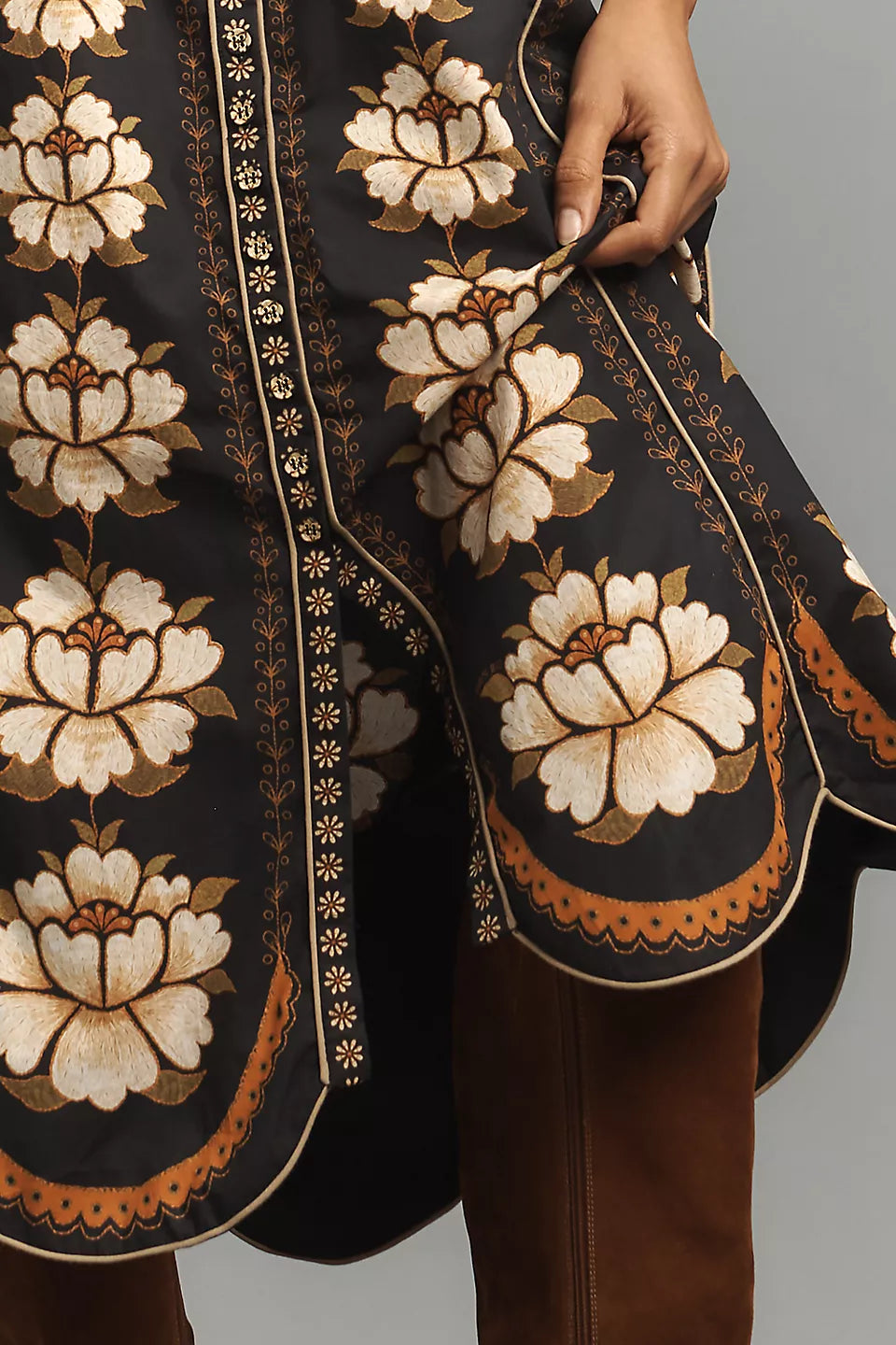 Embroidered Flowers Midi Dress in black by Farm Rio