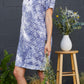 Short Sleeve Printed Polo Dress in indigo ikat by Mododoc