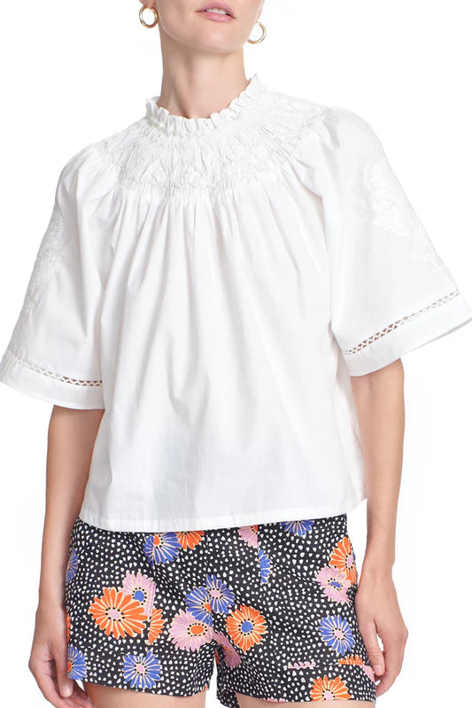 Bexley Smocked Top in ivory by Corey Lynn Calter