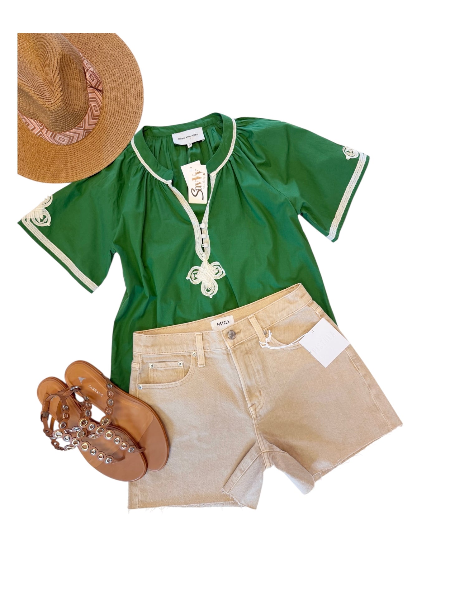 Foxglove Short Sleeved Top in green by Rose & Rose
