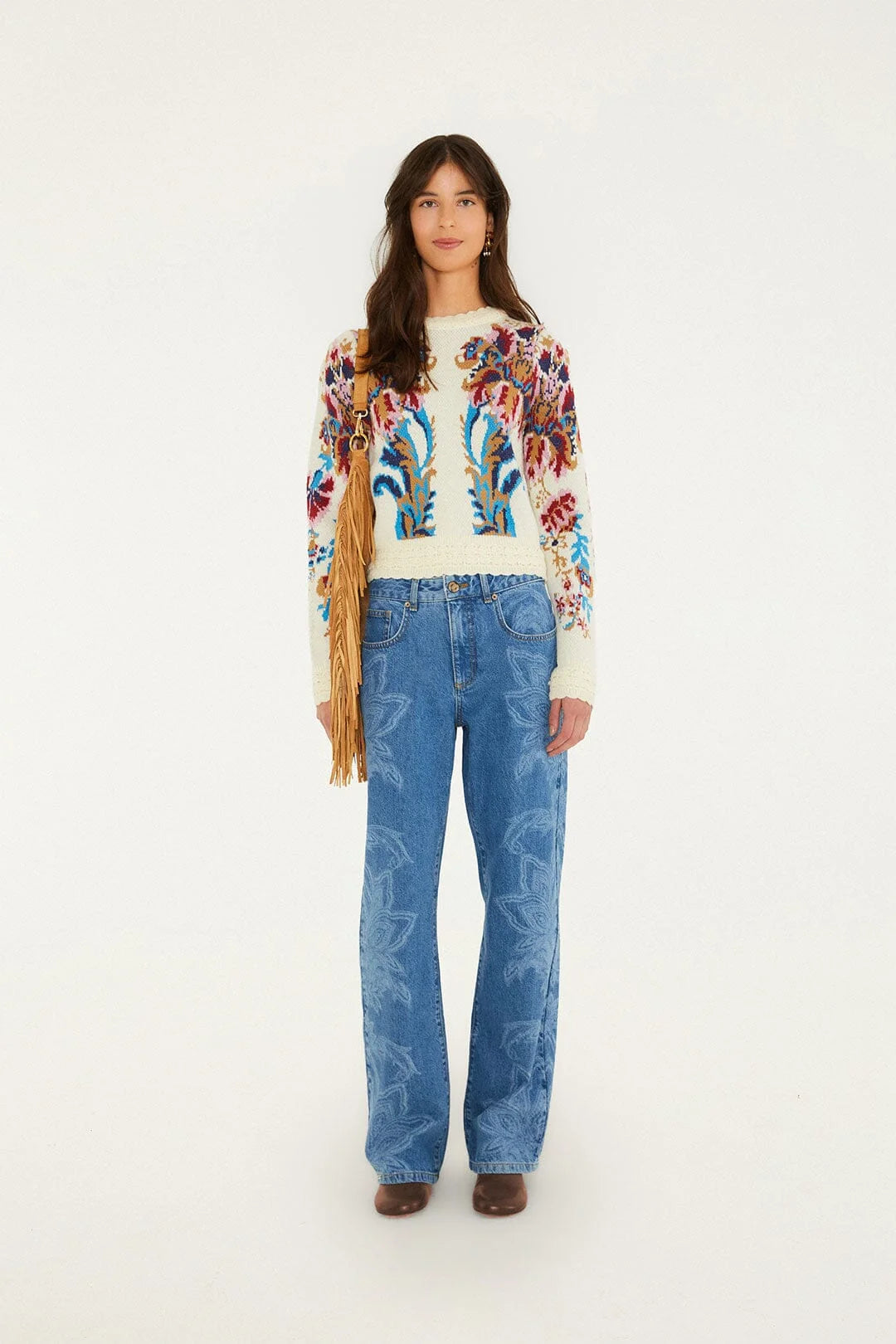 Arabesque Knit Sweater in off white by Farm Rio