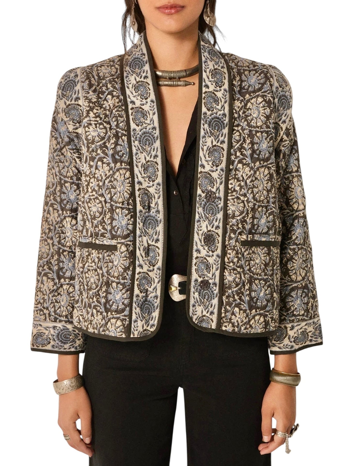 Sugata Quilted Jacket in madurai blue orchid by Maison Hotel