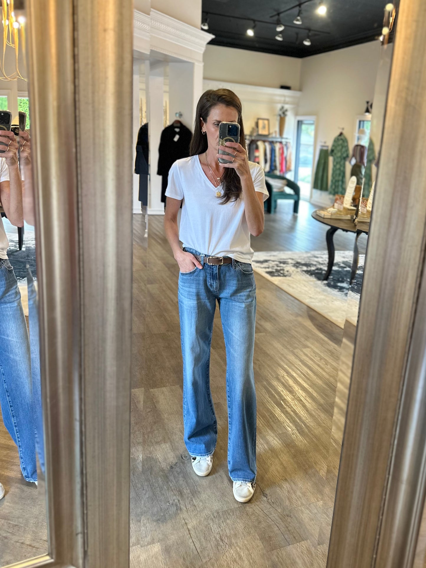 Short Sleeve V Neck Tee in white by Lilla P