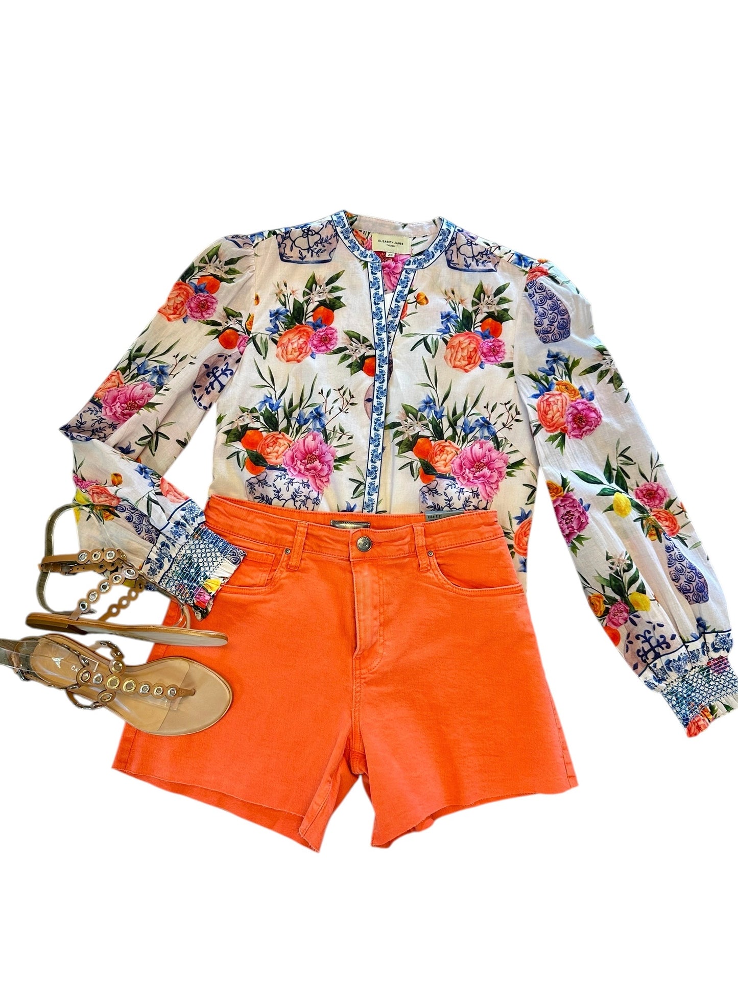 Emily Printed Top in ivory ginger jars by Elizabeth James