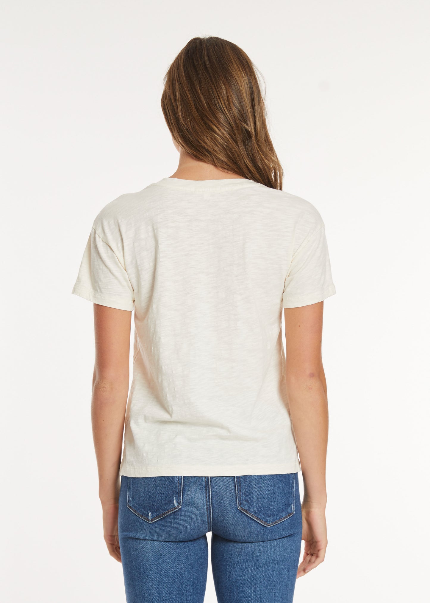 Short Sleeve V-Neck Boxy Tee in milk frost by Mododoc