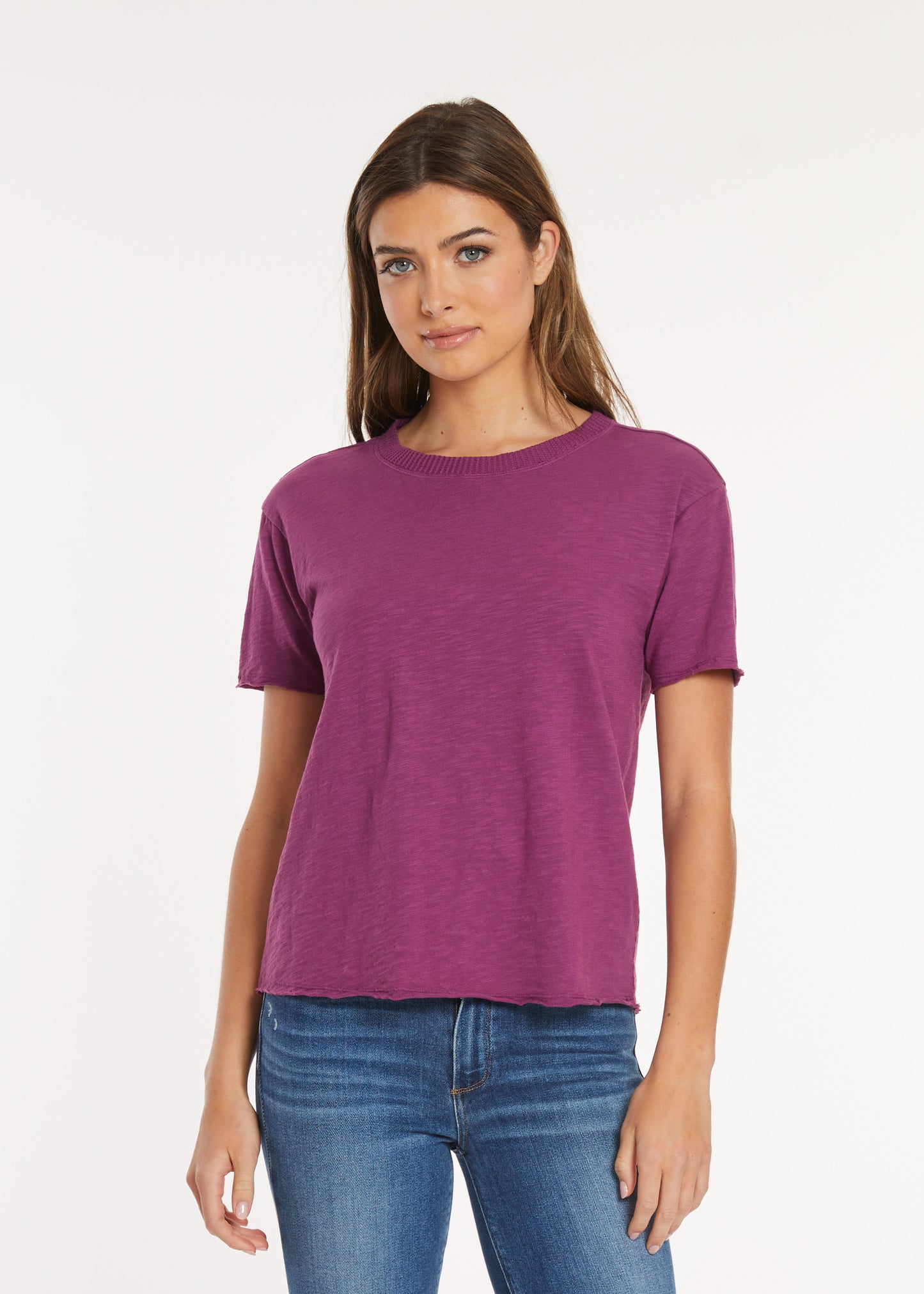 Short Sleeve Waffle Crew Neck Tee in fern by Mododoc