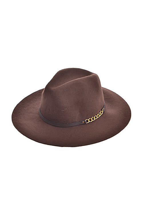 Chain Detail Fedora in brown