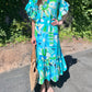 Soleil Flutter Sleeve Maxi Dress in blue floral by Fitzroy & Willa