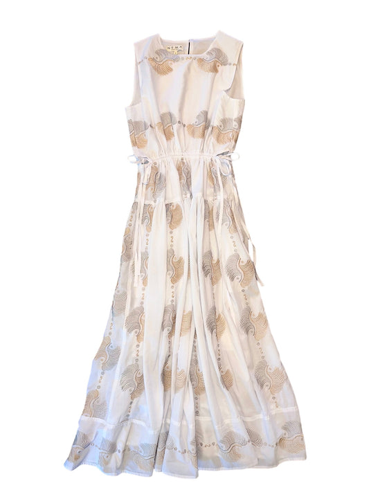 Neutral Embroidered Maxi Dress in white by Nema