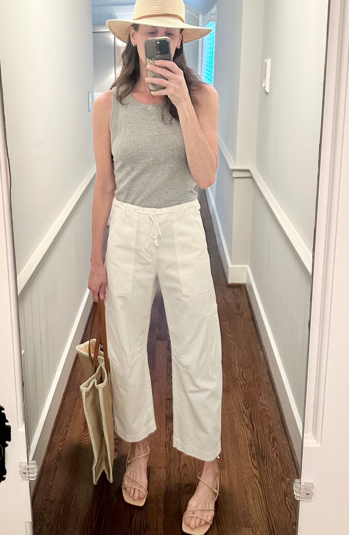 Sabrina Curved Utility Pants in white by Pistola