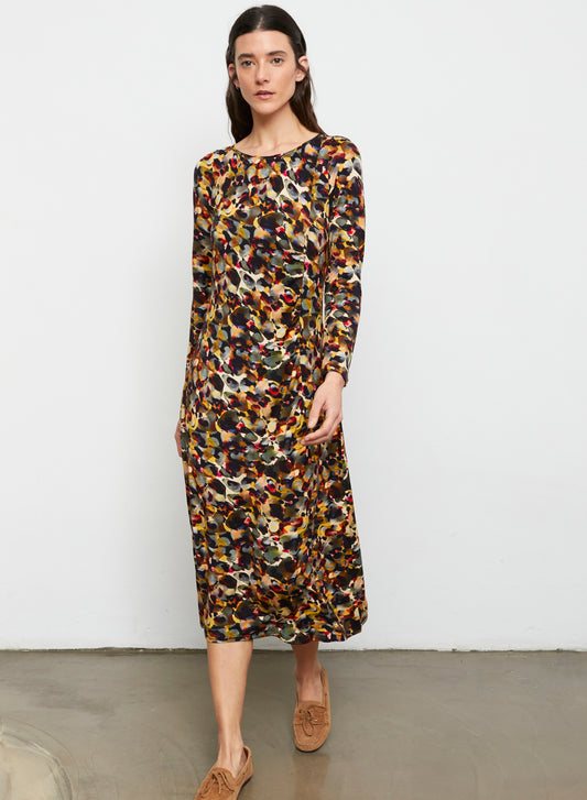 Hera Printed Jersey Dress in khaki by Aldo Martins